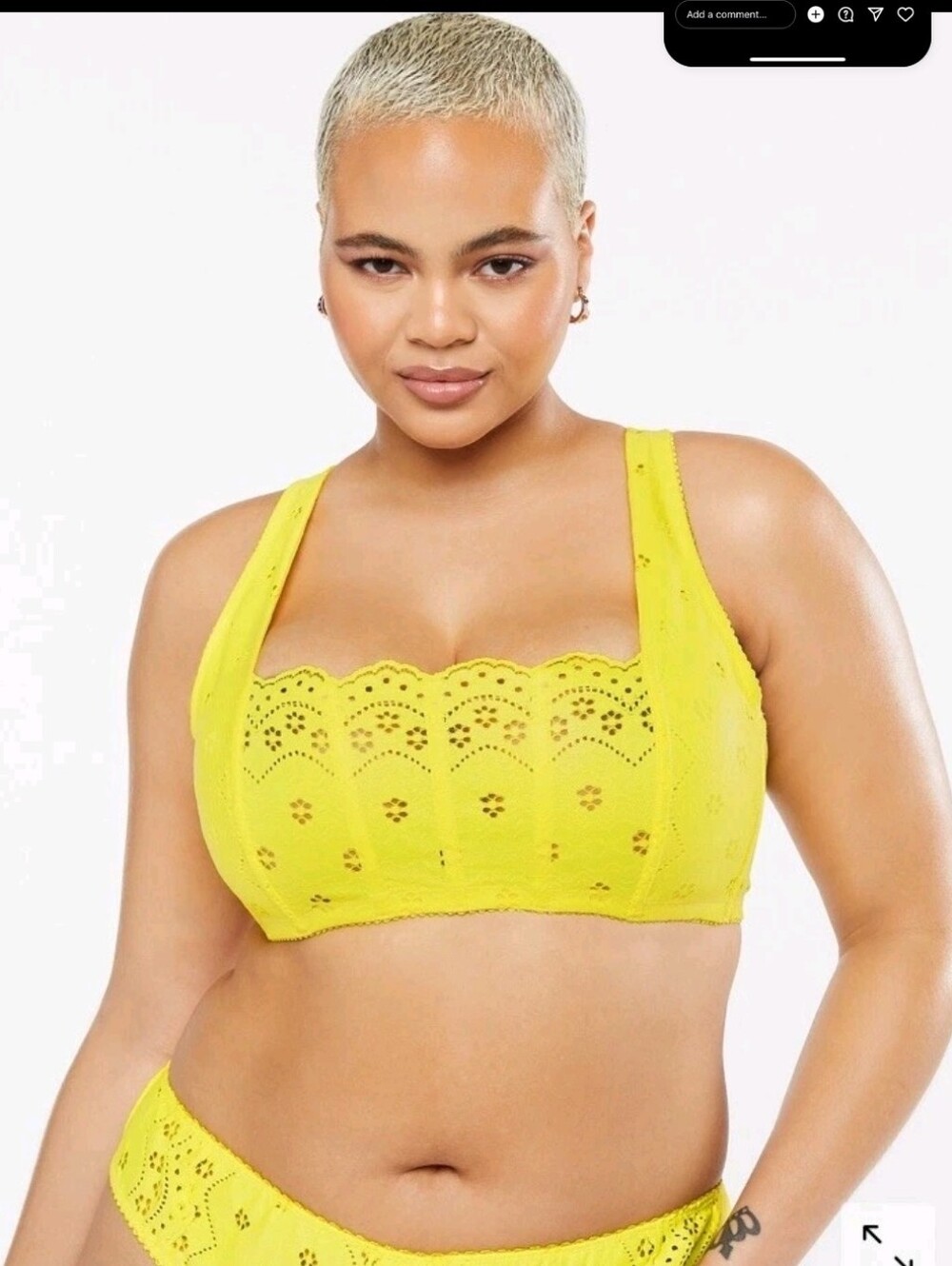 Savage X Fenty Bombshell Broderie Lace Boned Bralette - Yellow - Size Large nwt